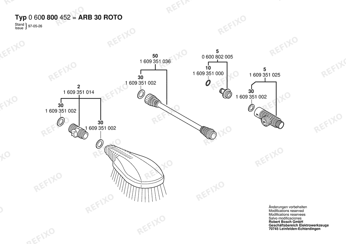 Деталировка Bosch Rotationswaschbürste ARB 30 ROTO (0 600 800 452) — схема запчастей в разборе
