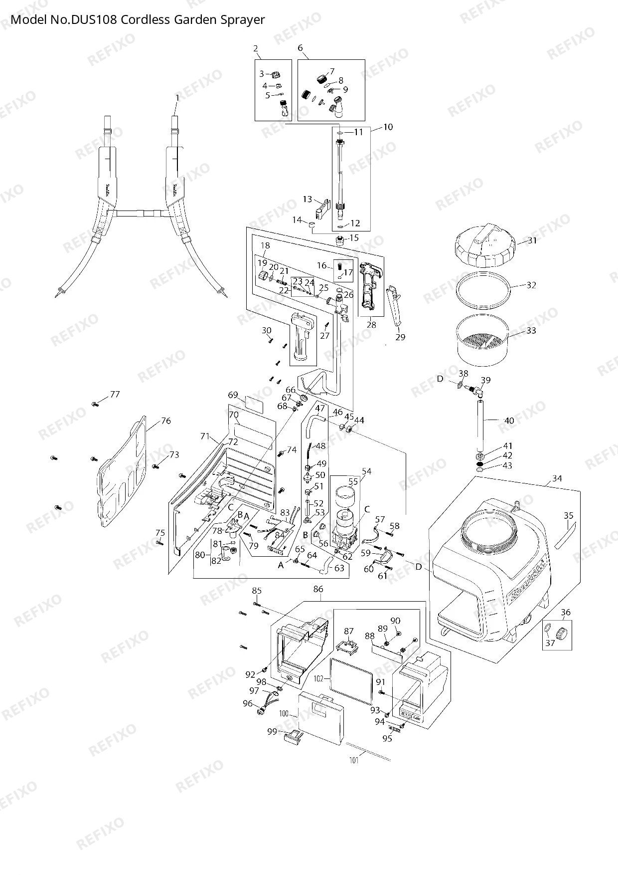 Деталировка MAKITA DUS108 — схема запчастей в разборе