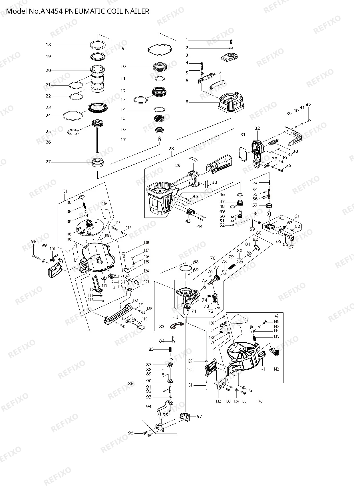 Деталировка MAKITA AN454 — схема запчастей в разборе