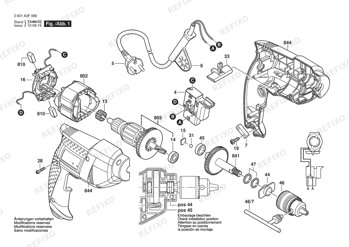 Деталировка Bosch Дрель TBM 3200 | 220 V | 009 - CN (3 601 A3F 081) — схема запчастей в разборе