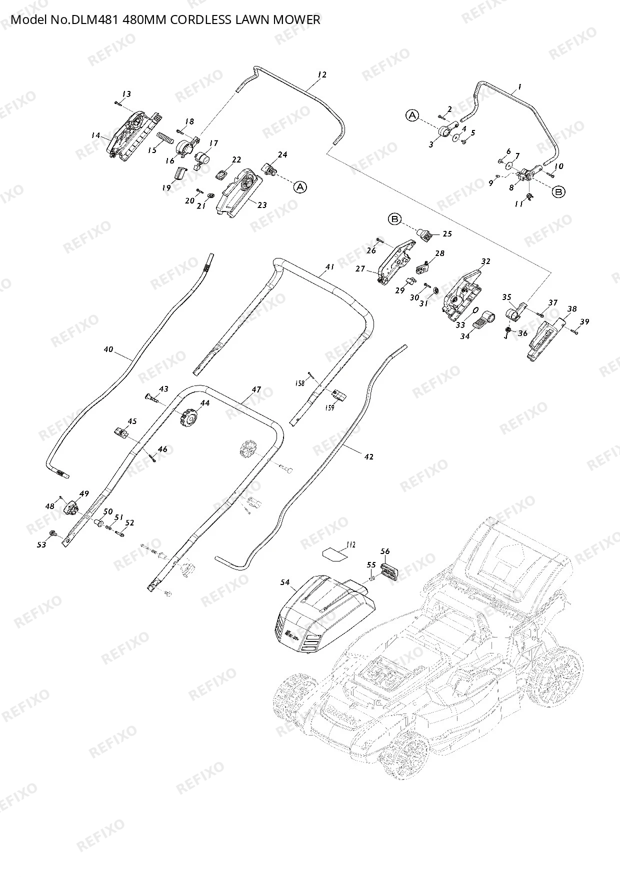 Деталировка MAKITA DLM481 — схема запчастей в разборе
