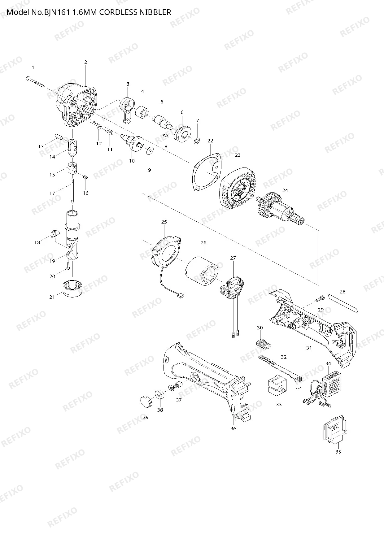 Деталировка MAKITA BJN161 — схема запчастей в разборе