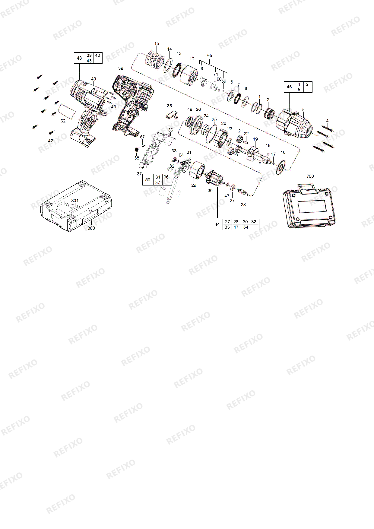 Деталировка MILWAUKEE HD18HIW 0 4933416195 4000452476 — схема запчастей в разборе