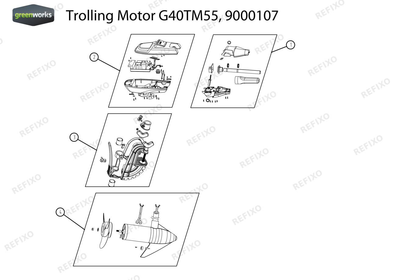 Деталировка Greenworks 9000107-Exploded view — схема запчастей в разборе