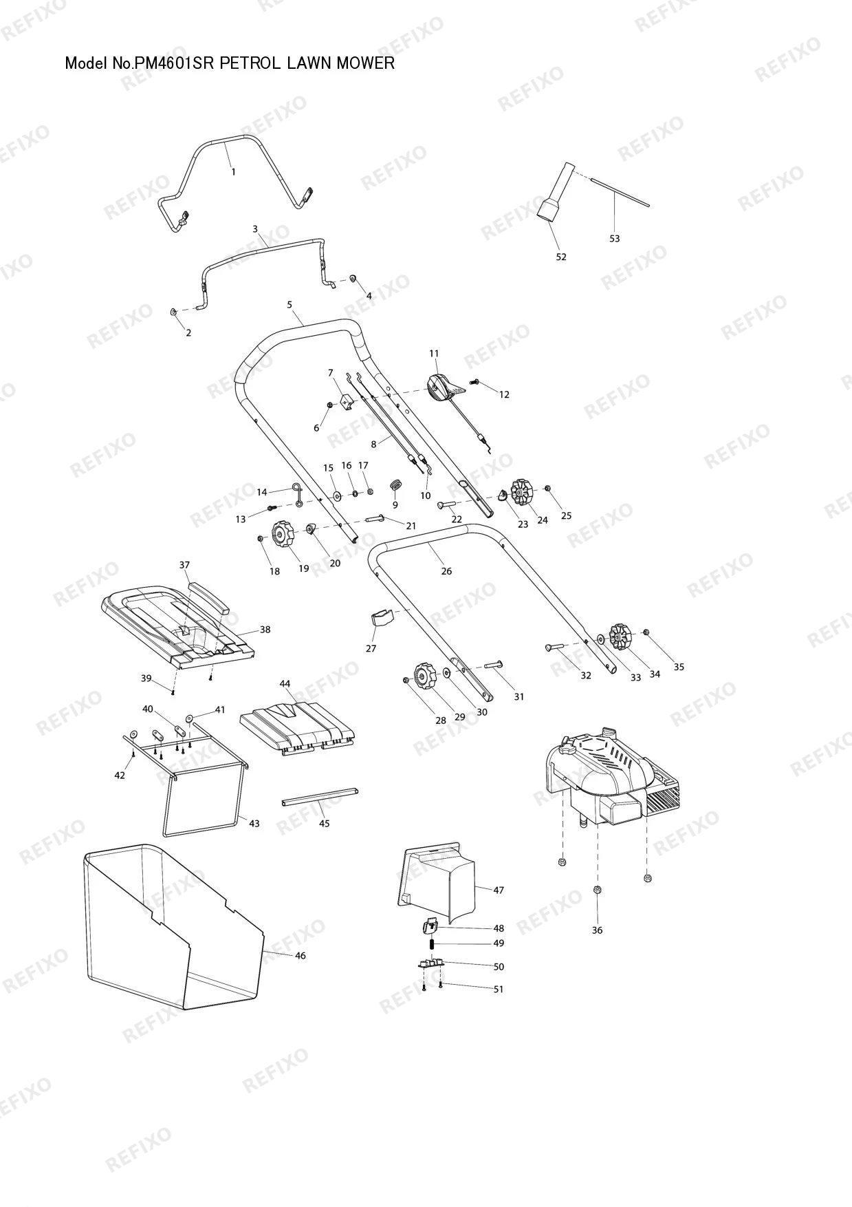 Деталировка MAKITA PM4601SR — схема запчастей в разборе