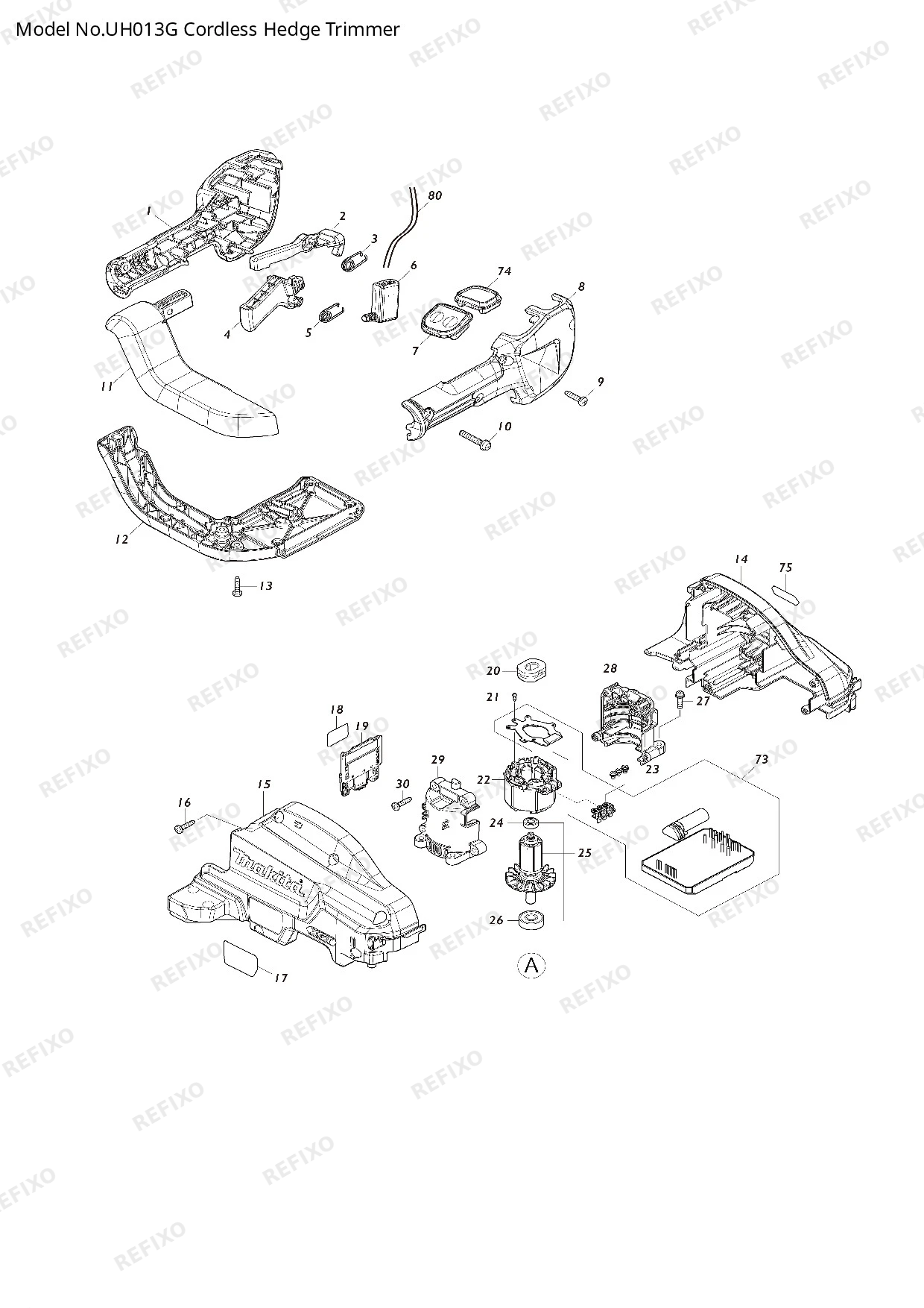 Деталировка MAKITA UH013G — схема запчастей в разборе