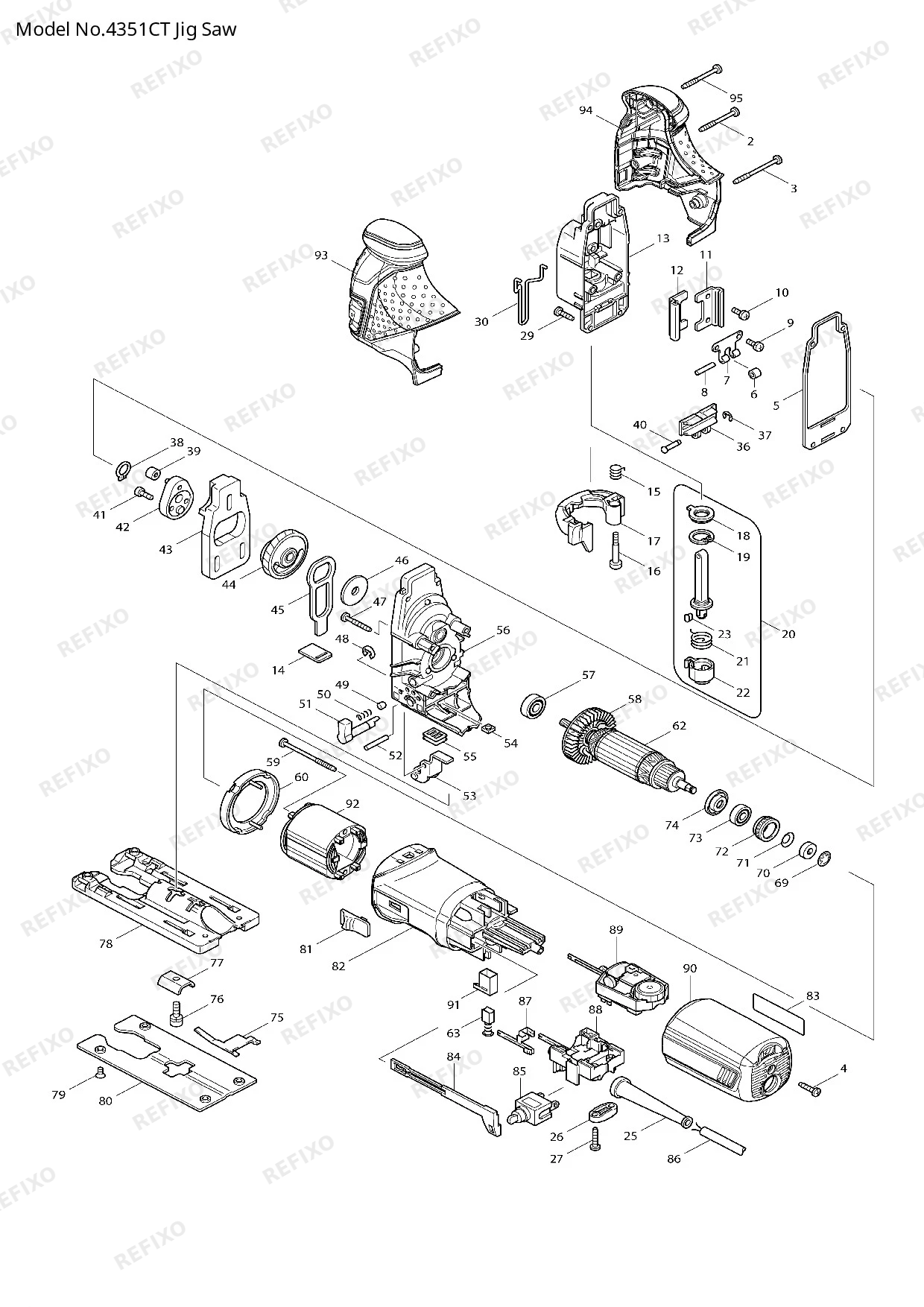 Деталировка MAKITA 4351CT — схема запчастей в разборе