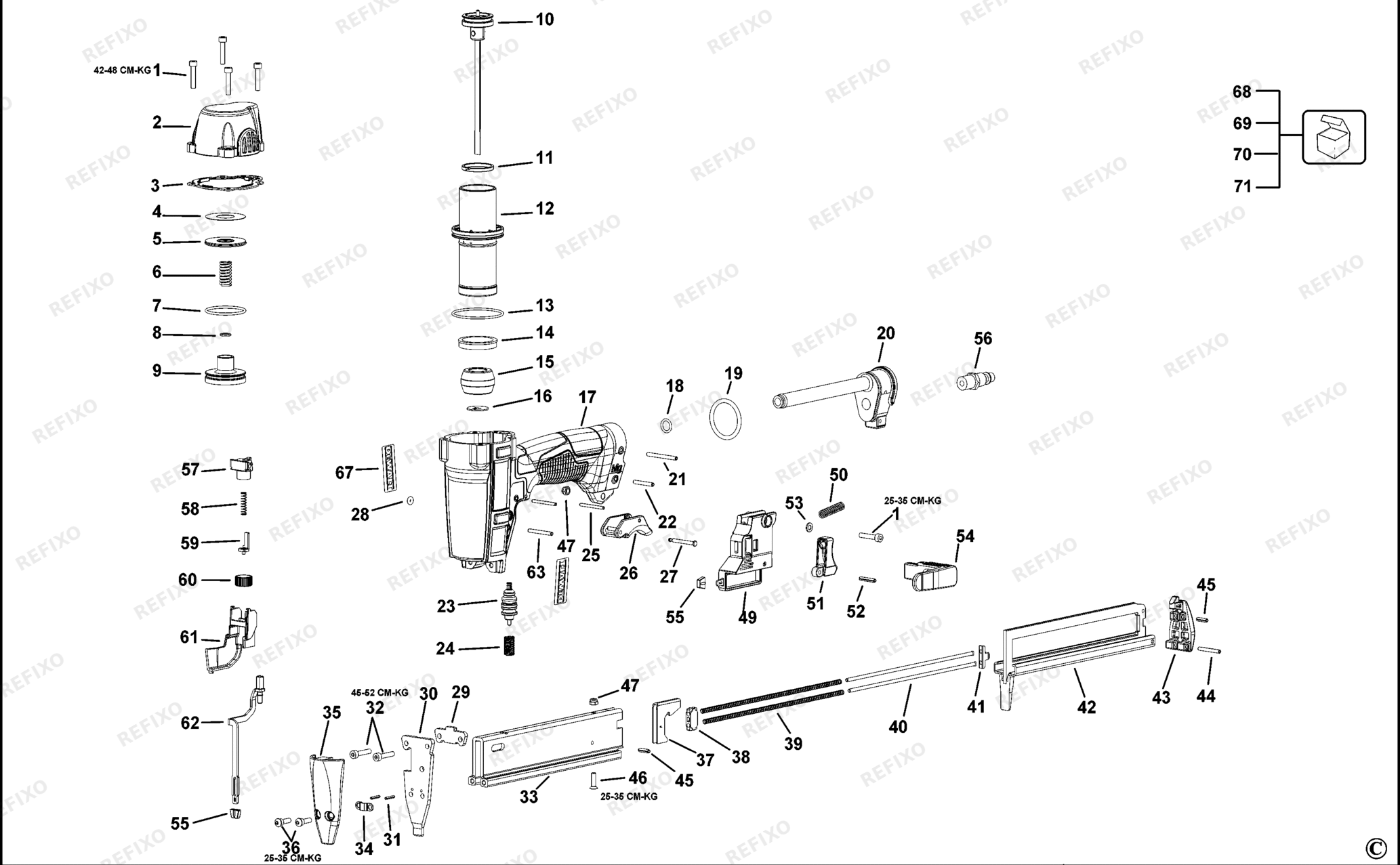 Деталировка DeWalt DPSSX38-XJ TYPE 1 HEFTER DPSSX38-XJ DPSSX38 — схема запчастей в разборе