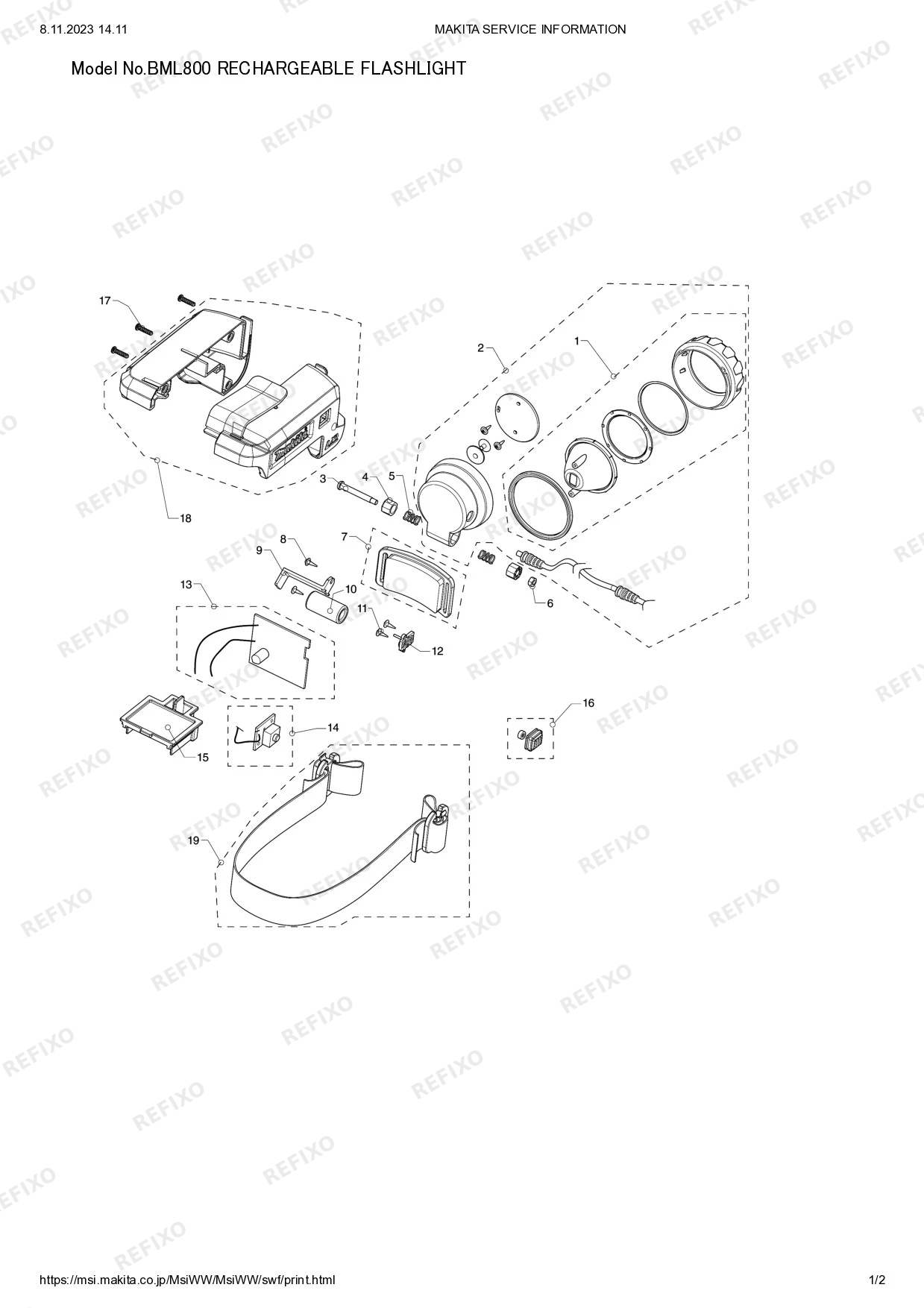 Деталировка MAKITA BML800 — схема запчастей в разборе
