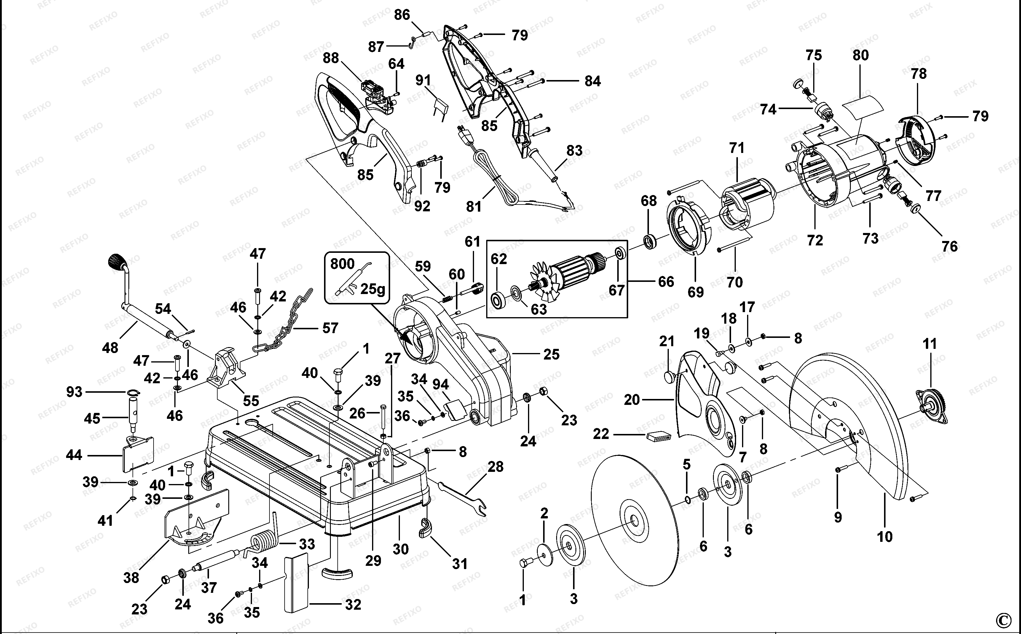 Black&Decker ОТРЕЗНАЯ ПИЛА CS355 — схема запчастей