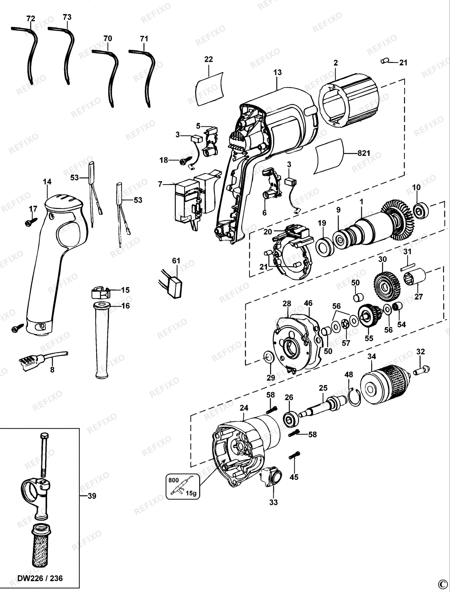 Деталировка DeWalt DW236I-QS TYPE 5 BOHRER DW236I-QS DW236I — схема запчастей в разборе