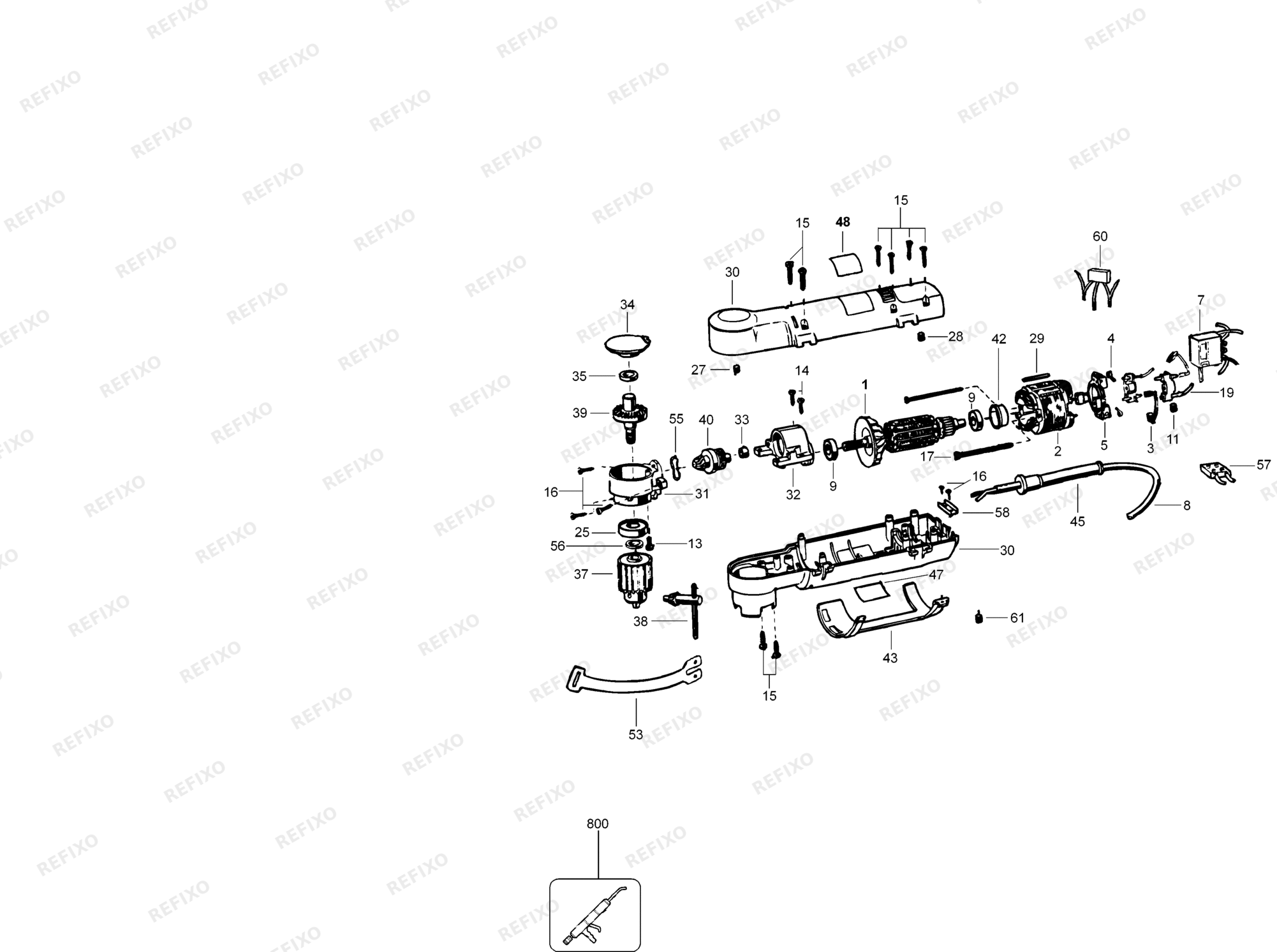 Деталировка DeWalt BM7-XJ TYPE 1 BOHRER BM7-XJ BM7 — схема запчастей в разборе
