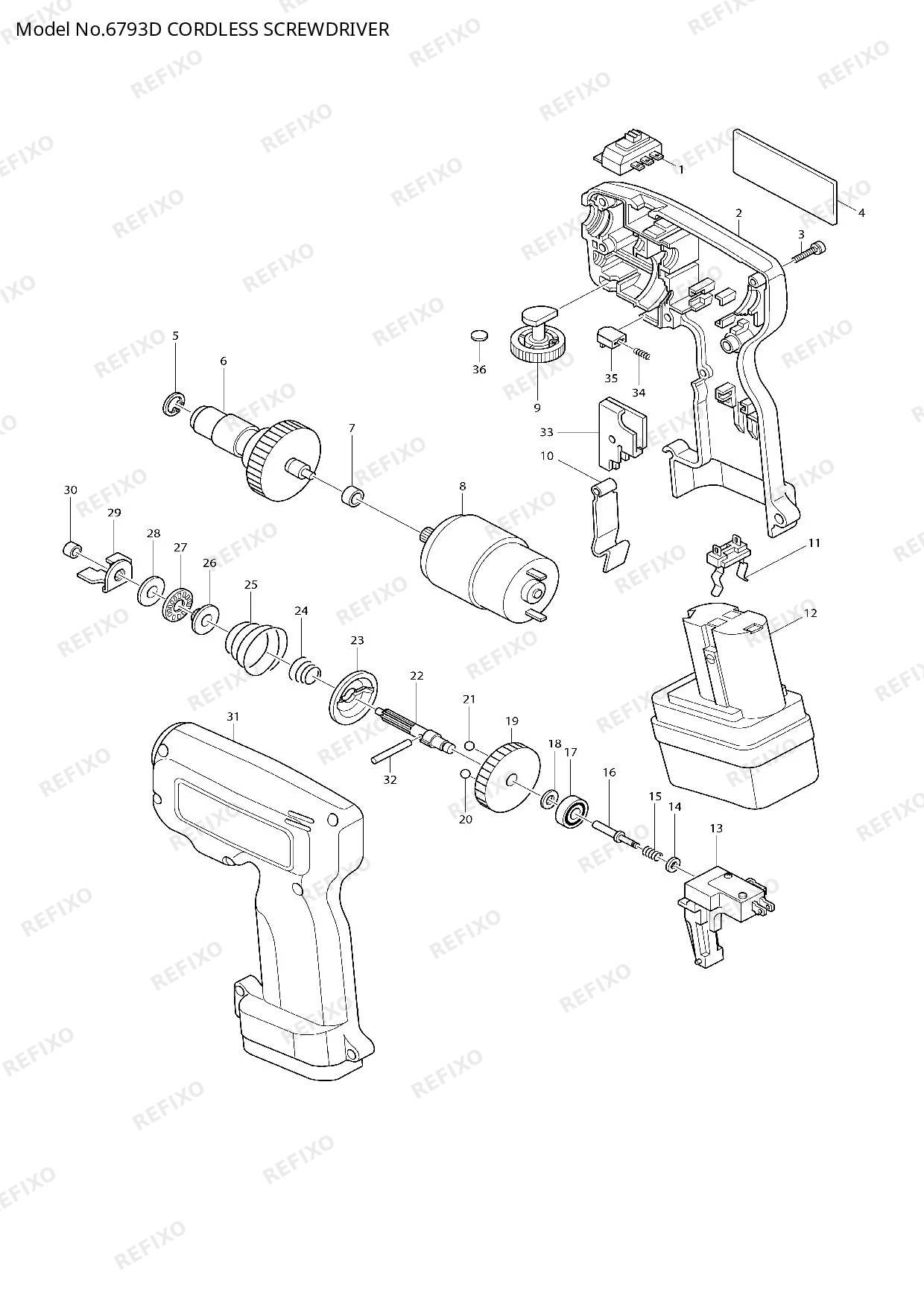 Деталировка MAKITA 6793D — схема запчастей в разборе