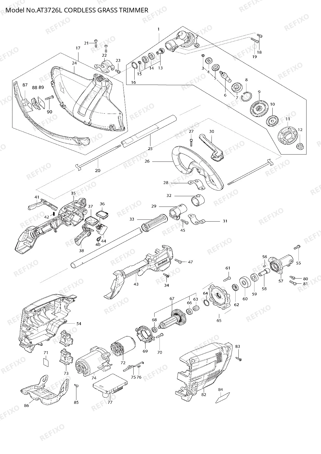 Деталировка MAKITA AT3726L — схема запчастей в разборе