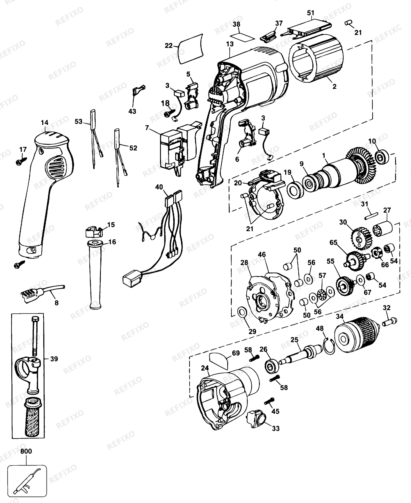 Деталировка DeWalt DW248-LX TYPE 1 BOHRER DW248-LX DW248 — схема запчастей в разборе