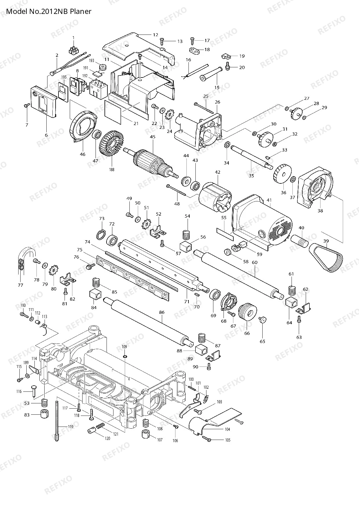 Деталировка MAKITA 2012NB — схема запчастей в разборе