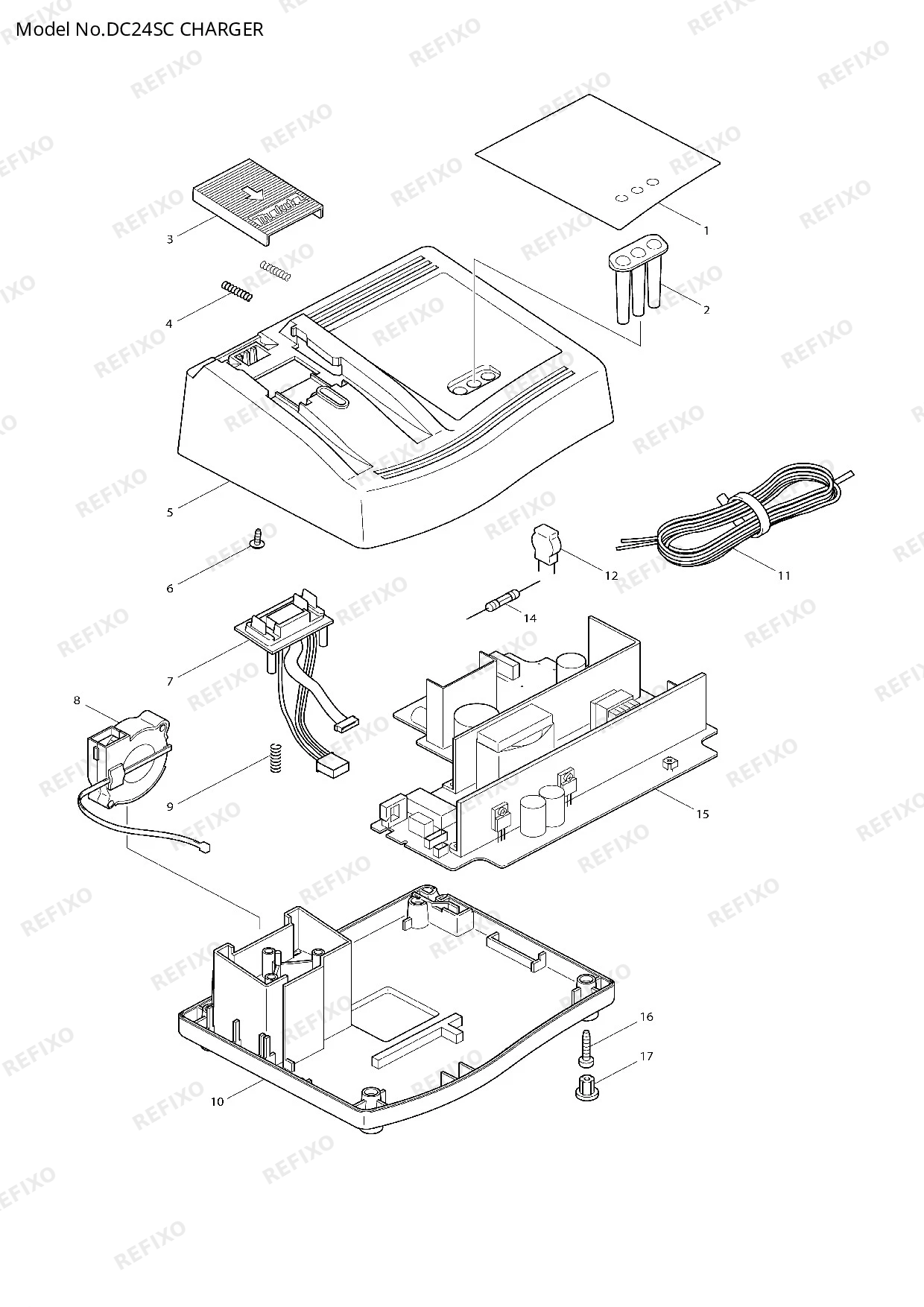 Деталировка MAKITA DC24SC — схема запчастей в разборе
