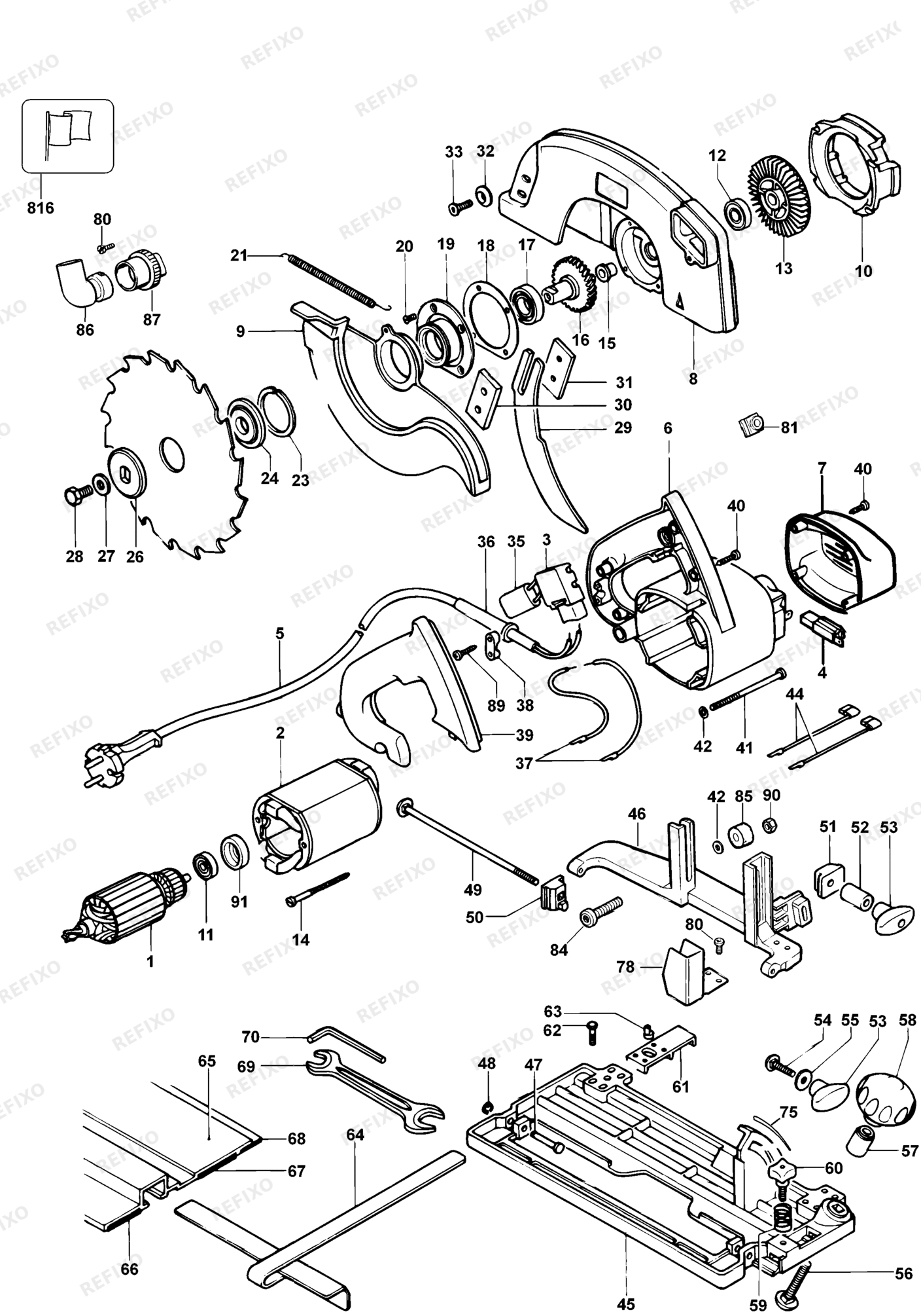 Деталировка DeWalt DW365-QS TYPE 5 KREISSGE DW365-QS DW365 — схема запчастей в разборе