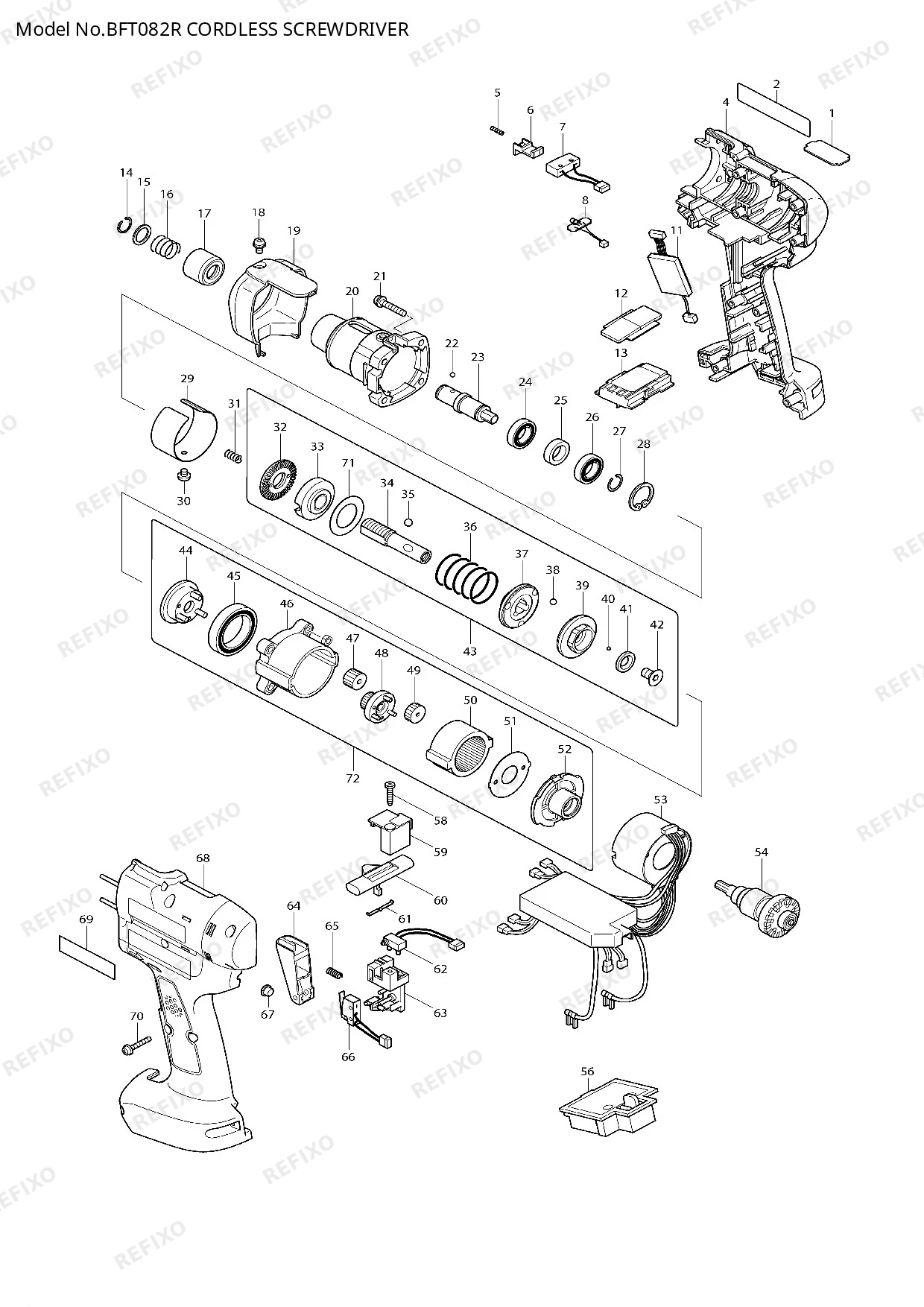 Деталировка MAKITA BFT082R — схема запчастей в разборе