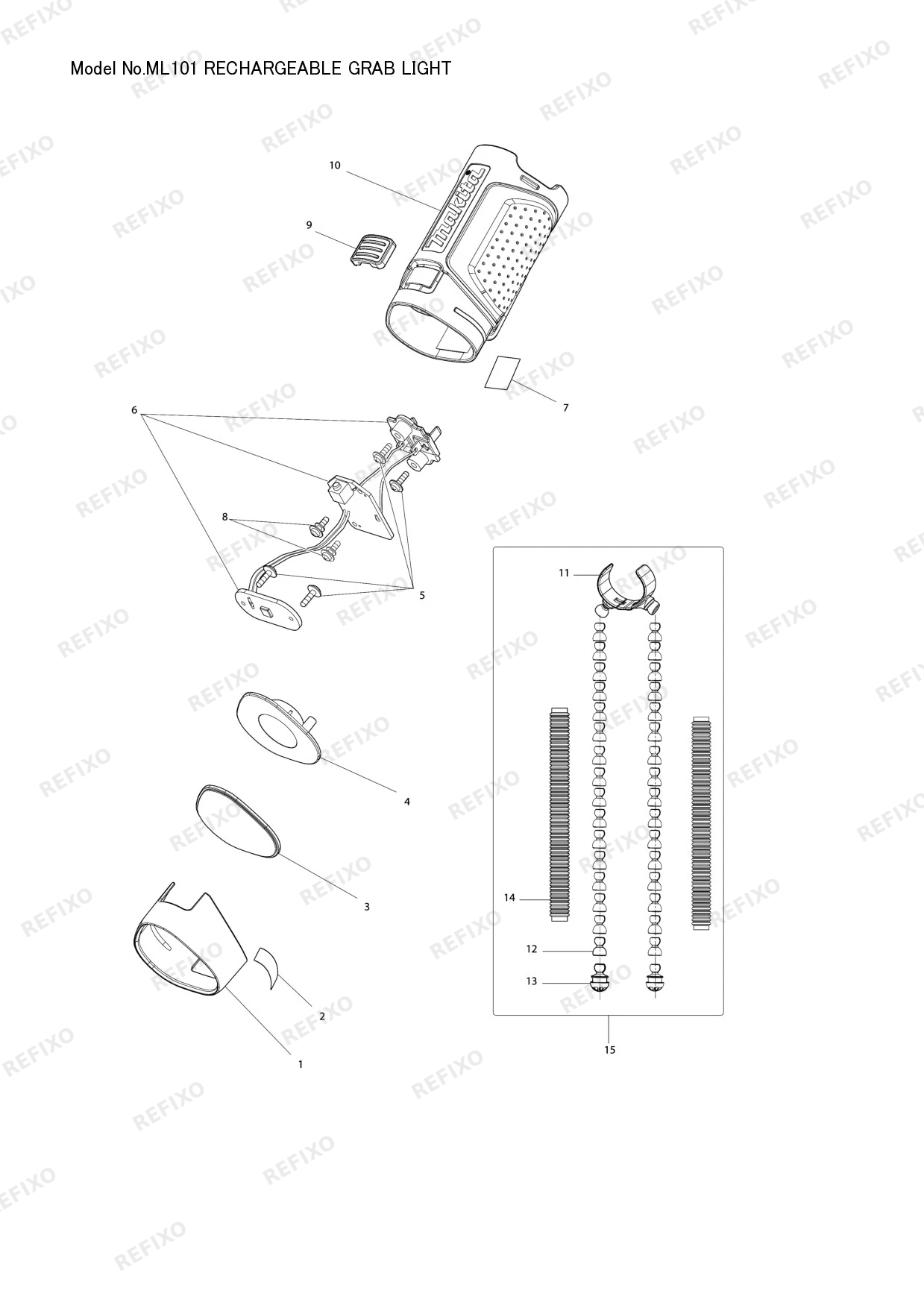 Деталировка MAKITA ML101 — схема запчастей в разборе