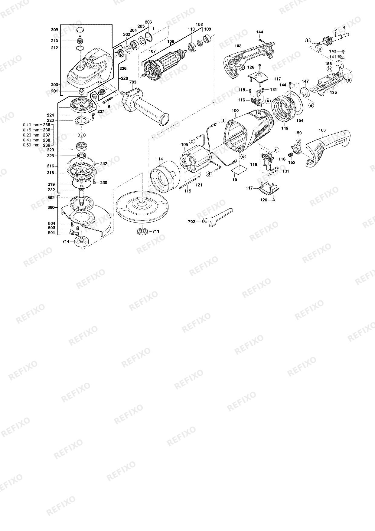 Деталировка MILWAUKEE AGV24 230GE 4933402330 4000402331 — схема запчастей в разборе