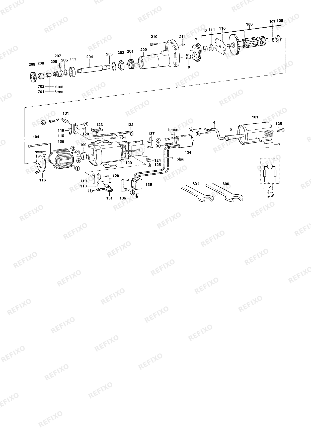 Деталировка MILWAUKEE DG7E 4933391200 4000391201 — схема запчастей в разборе