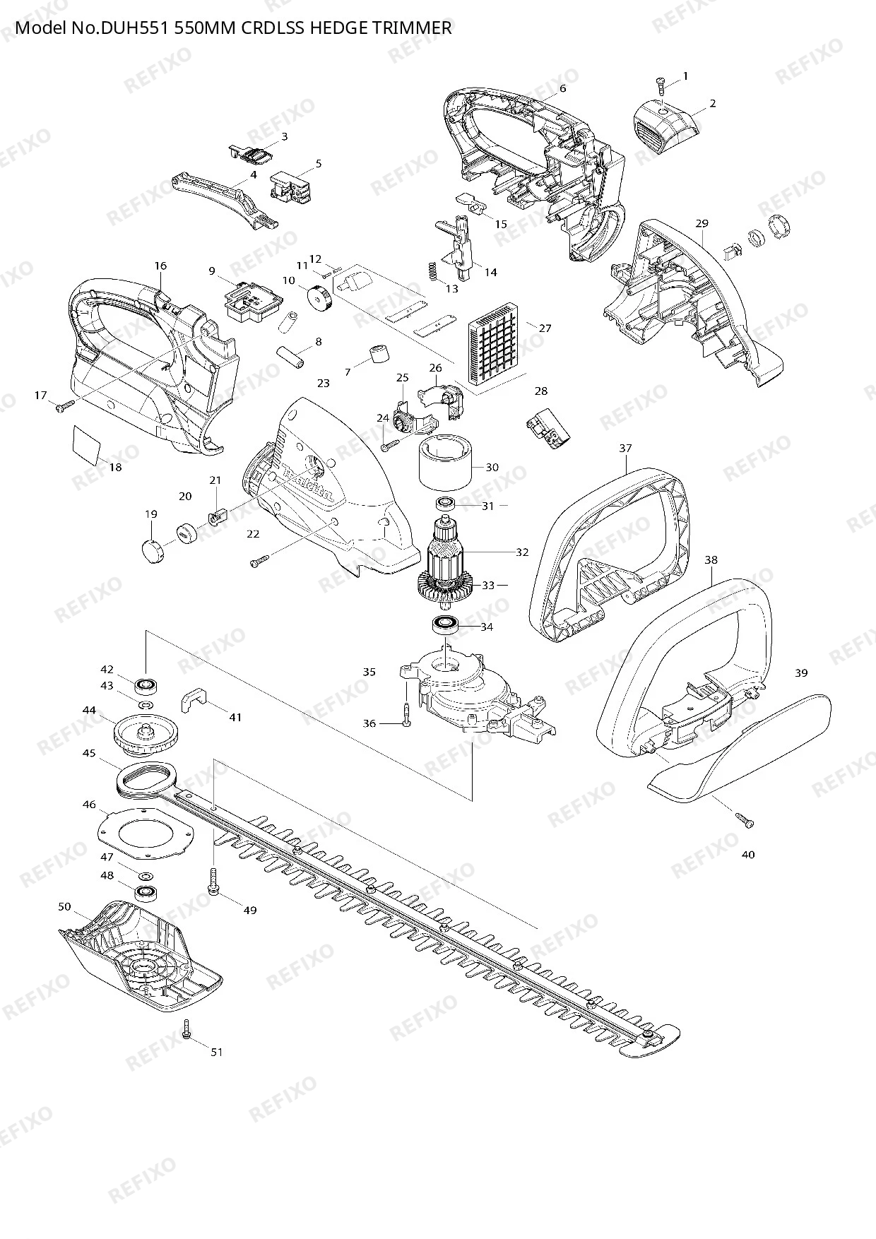 Деталировка MAKITA DUH551 — схема запчастей в разборе