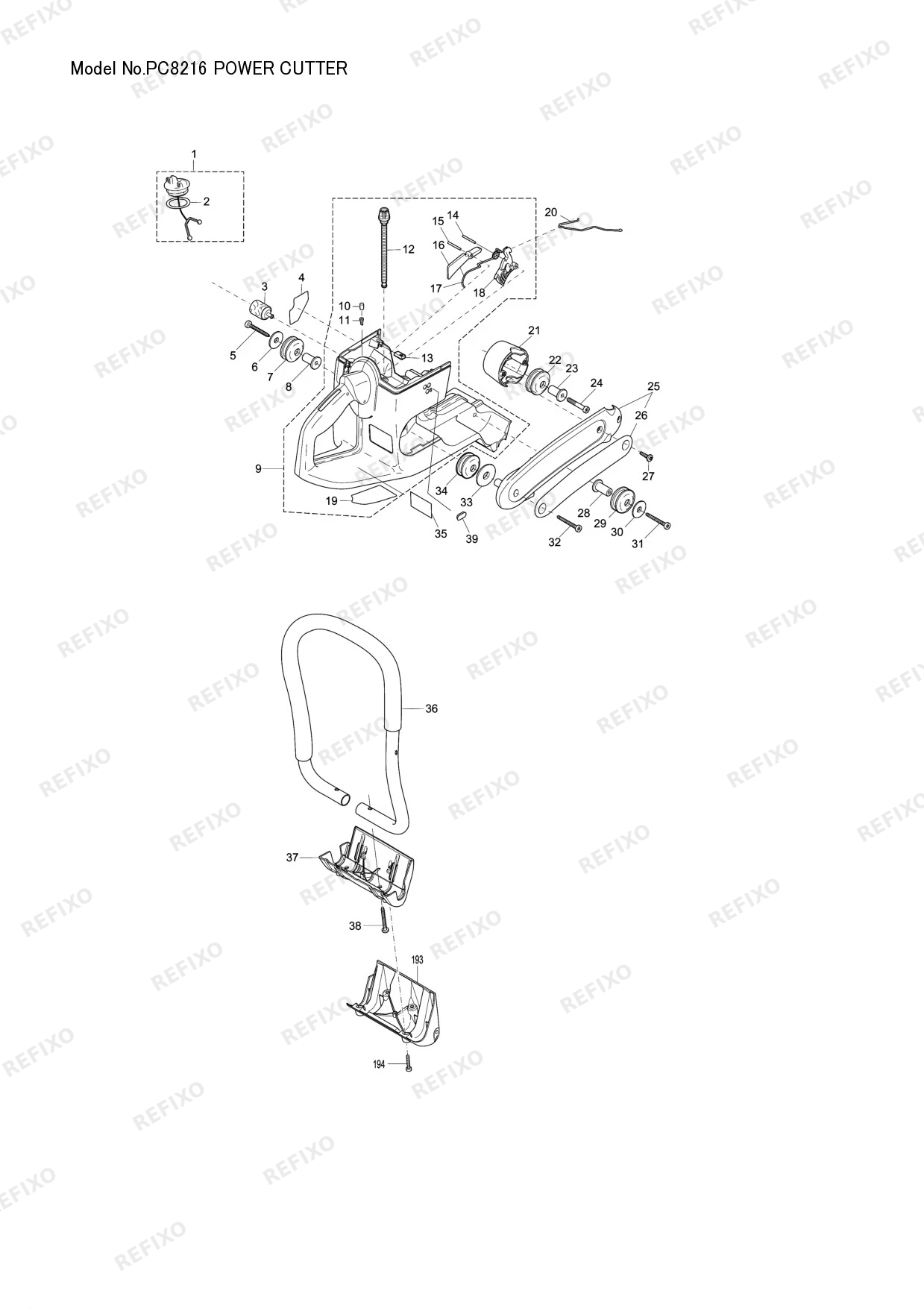 Деталировка MAKITA PC 8216 — схема запчастей в разборе