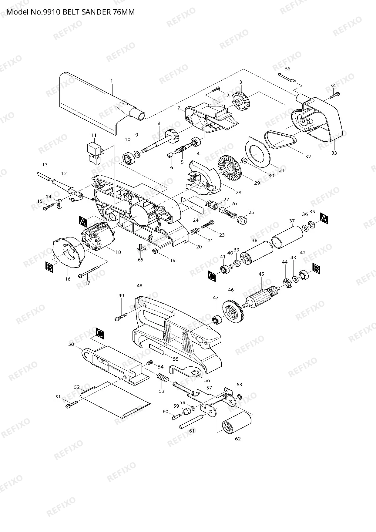 Деталировка MAKITA 9910 — схема запчастей в разборе