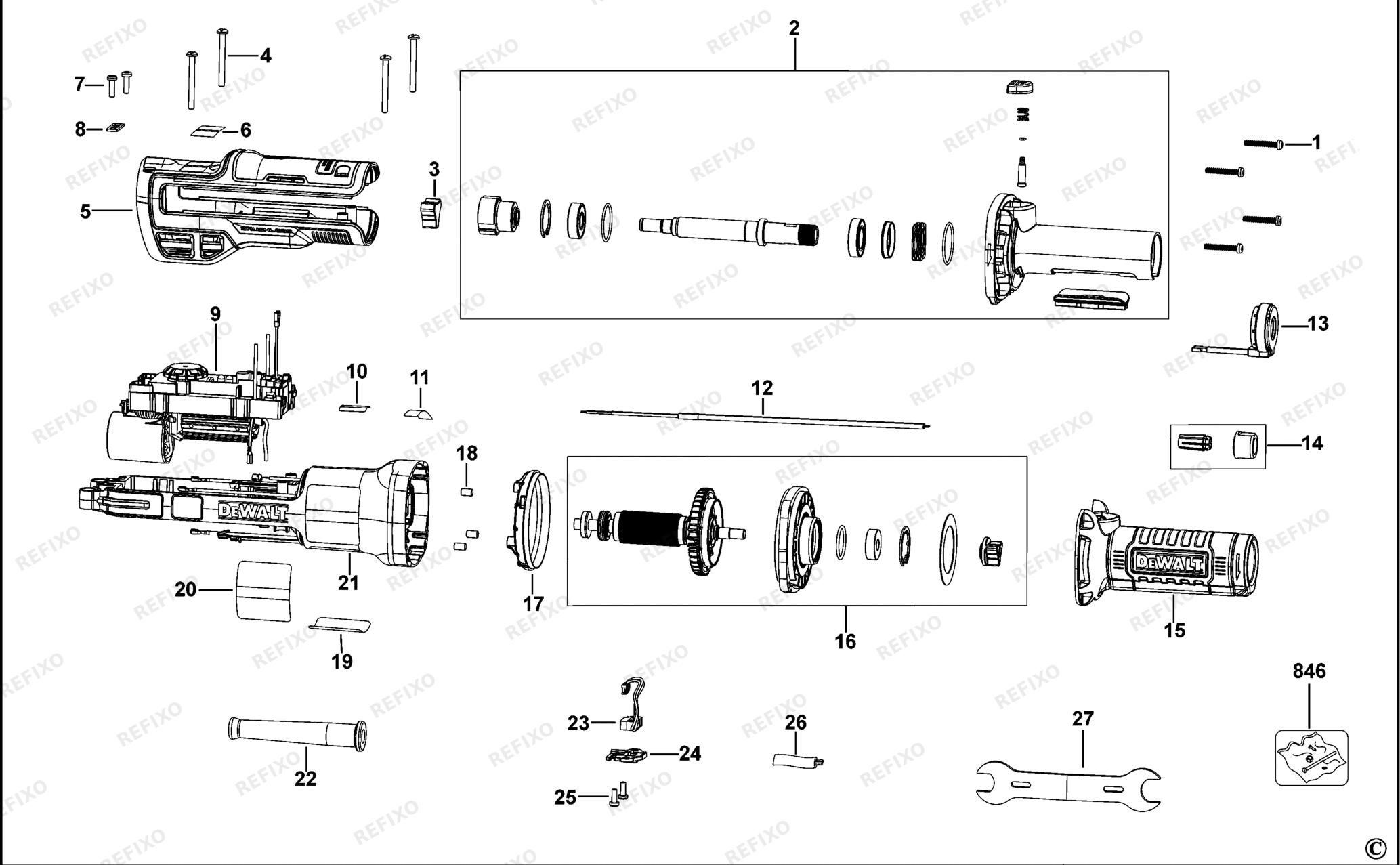 Деталировка DeWalt DWE4997-QS TYPE 1 FORMSCHLEIFER DWE4997-QS DWE4997 — схема запчастей в разборе