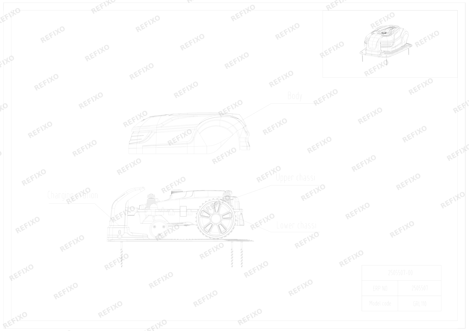 Деталировка Greenworks 2505507-Exploded view — схема запчастей в разборе
