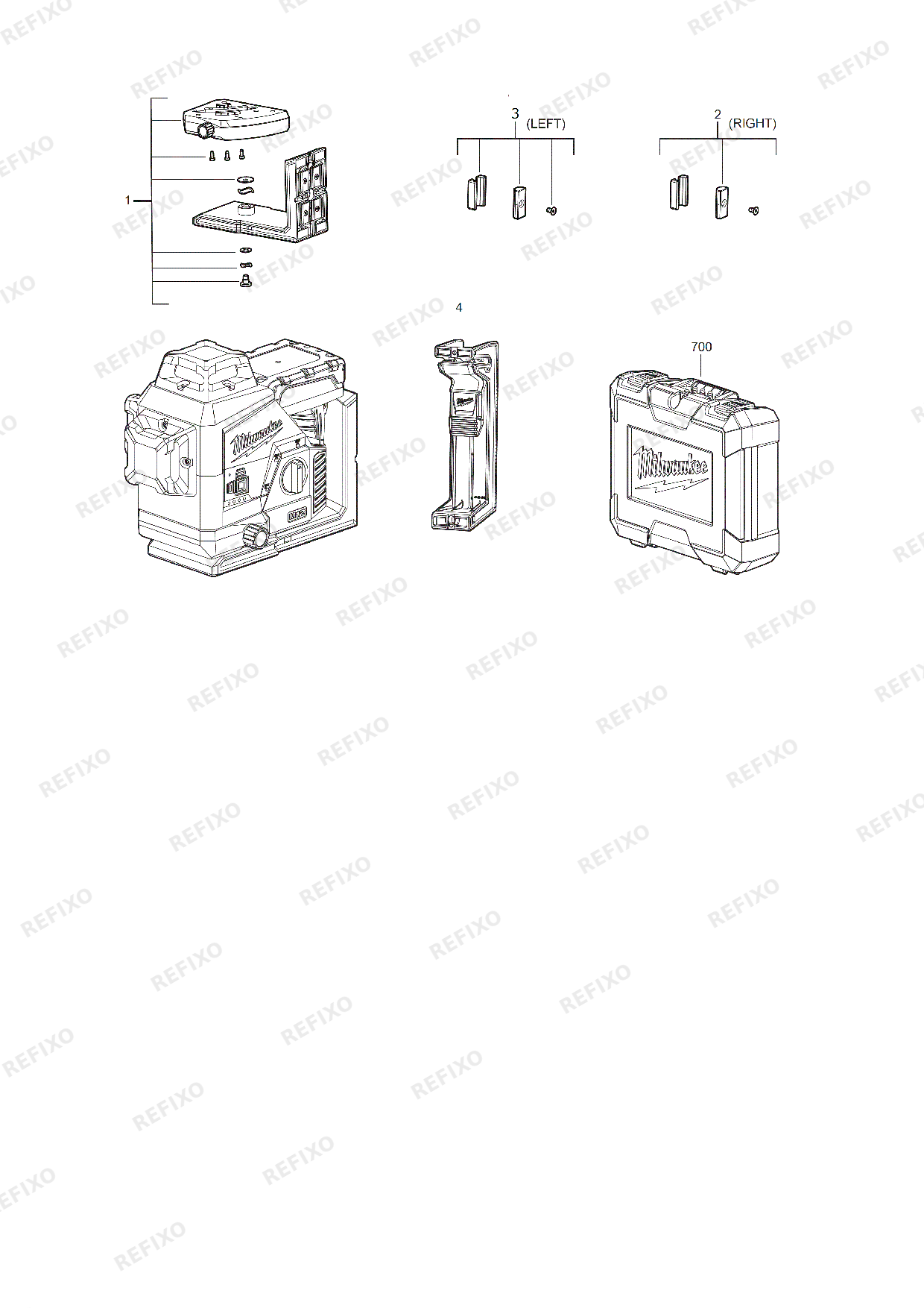 Деталировка MILWAUKEE M123PL 0C 4933478103 4000477744 — схема запчастей в разборе