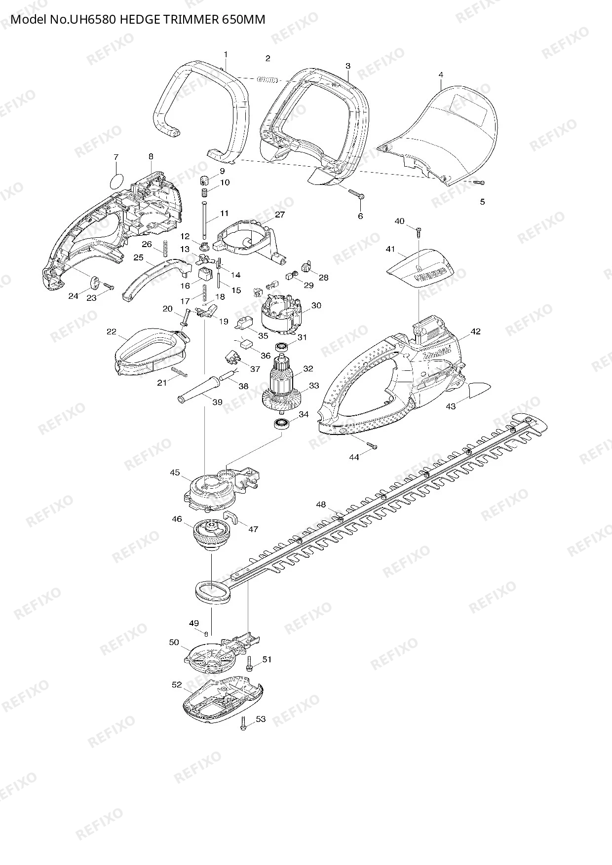 Деталировка MAKITA UH6580 — схема запчастей в разборе