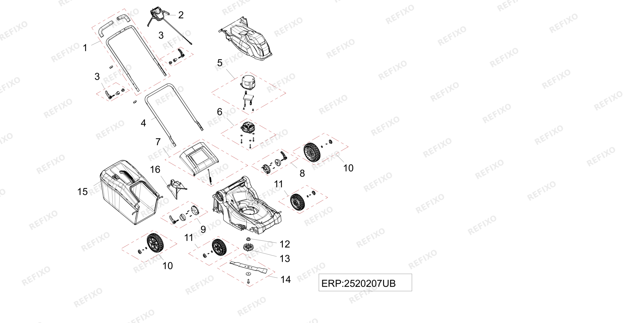 Деталировка Greenworks 2521007RU -Exploded view — схема запчастей в разборе