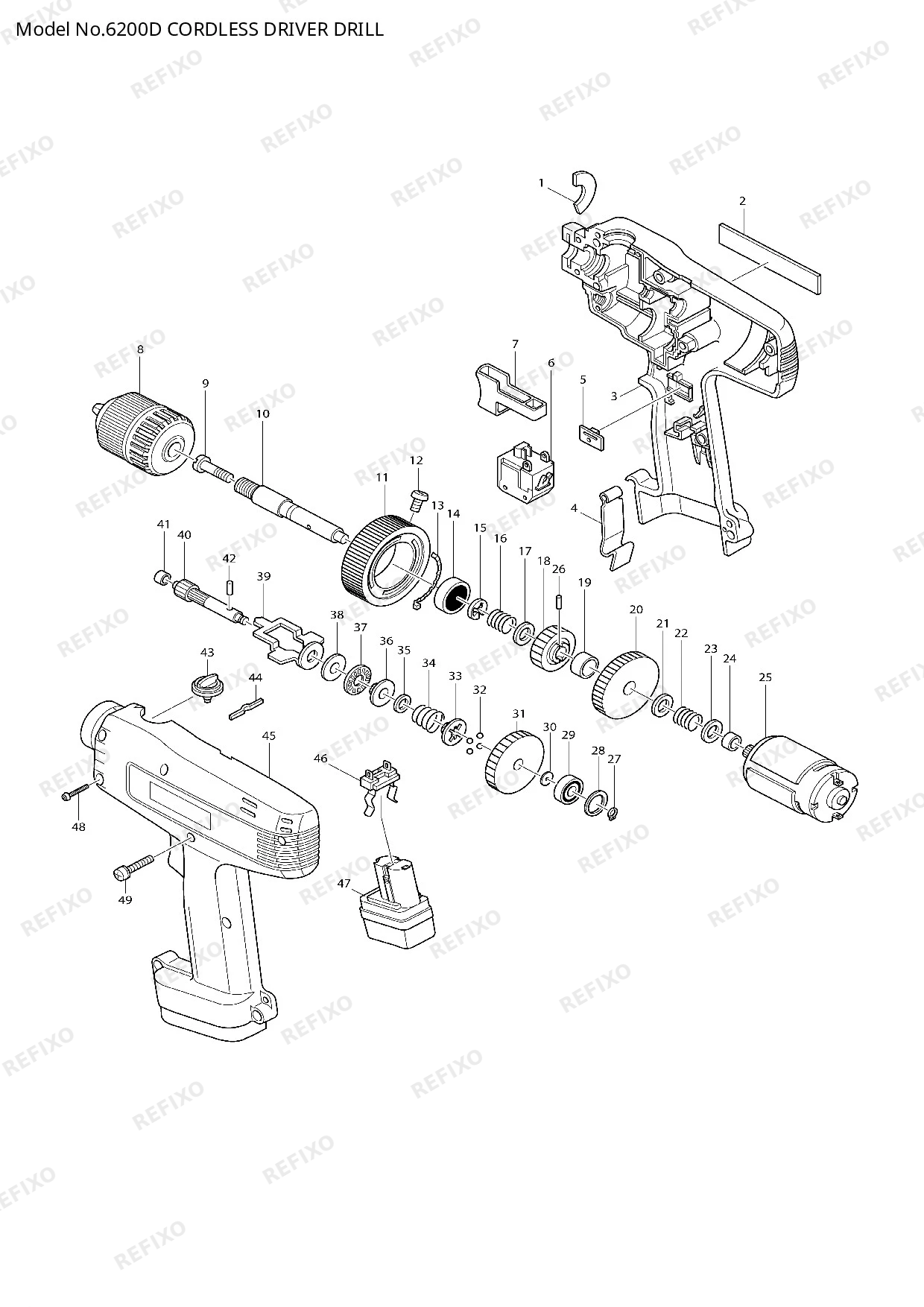 Деталировка MAKITA 6200D — схема запчастей в разборе