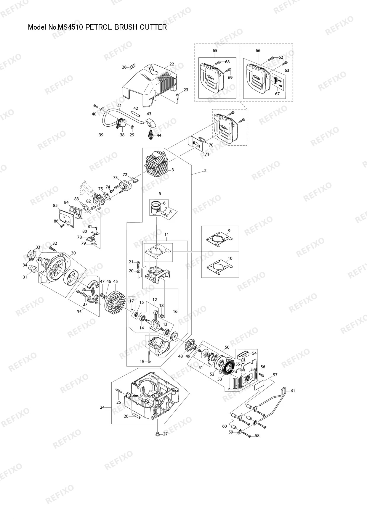 Деталировка MAKITA MS 4510 — схема запчастей в разборе
