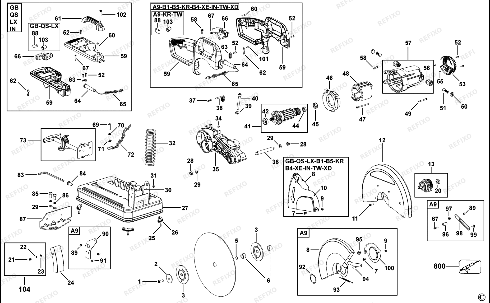 Деталировка DeWalt D28710-LX TYPE 1 SCHROTSÄGE D28710-LX D28710 — схема запчастей в разборе