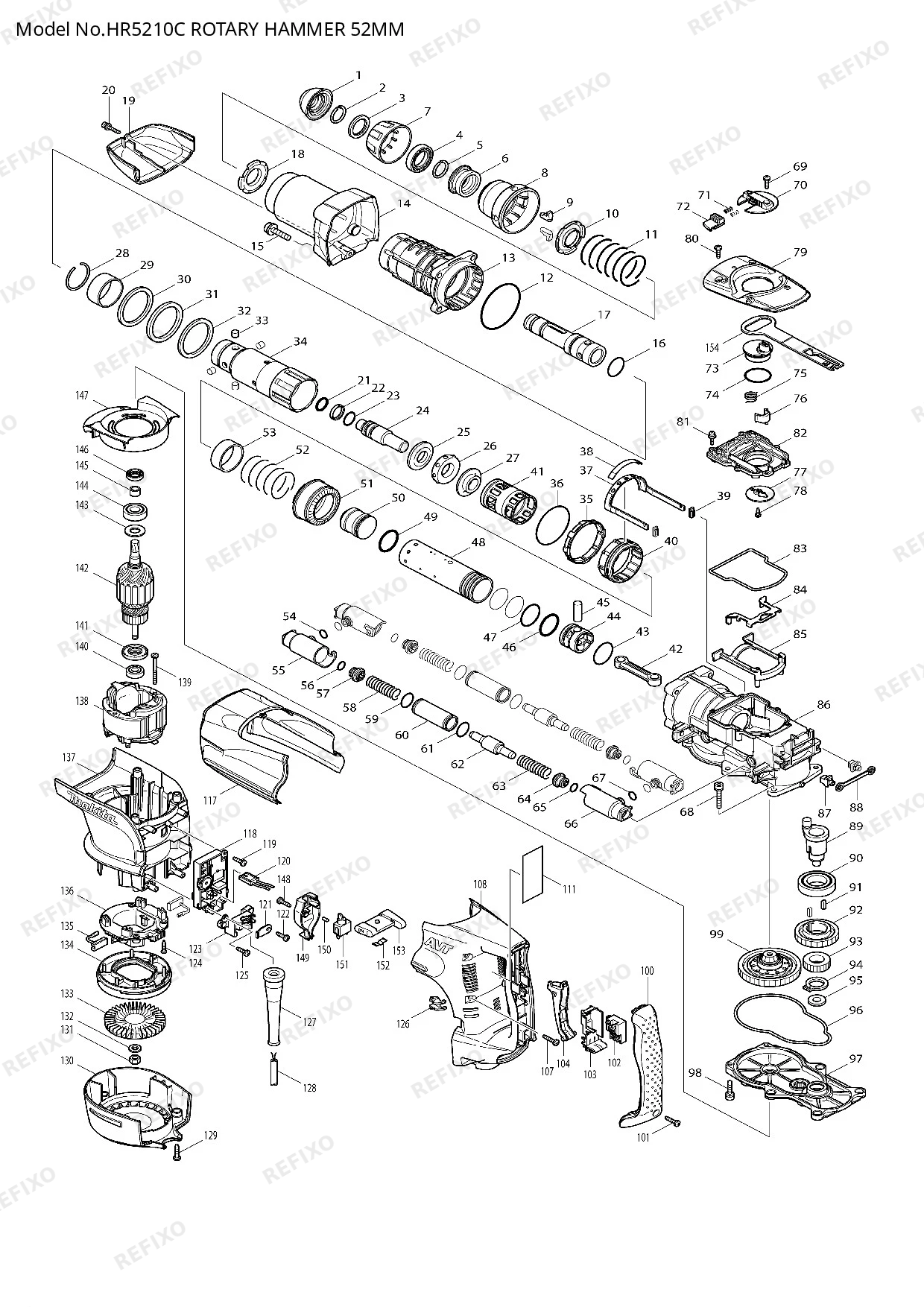 Деталировка MAKITA HR5210C — схема запчастей в разборе