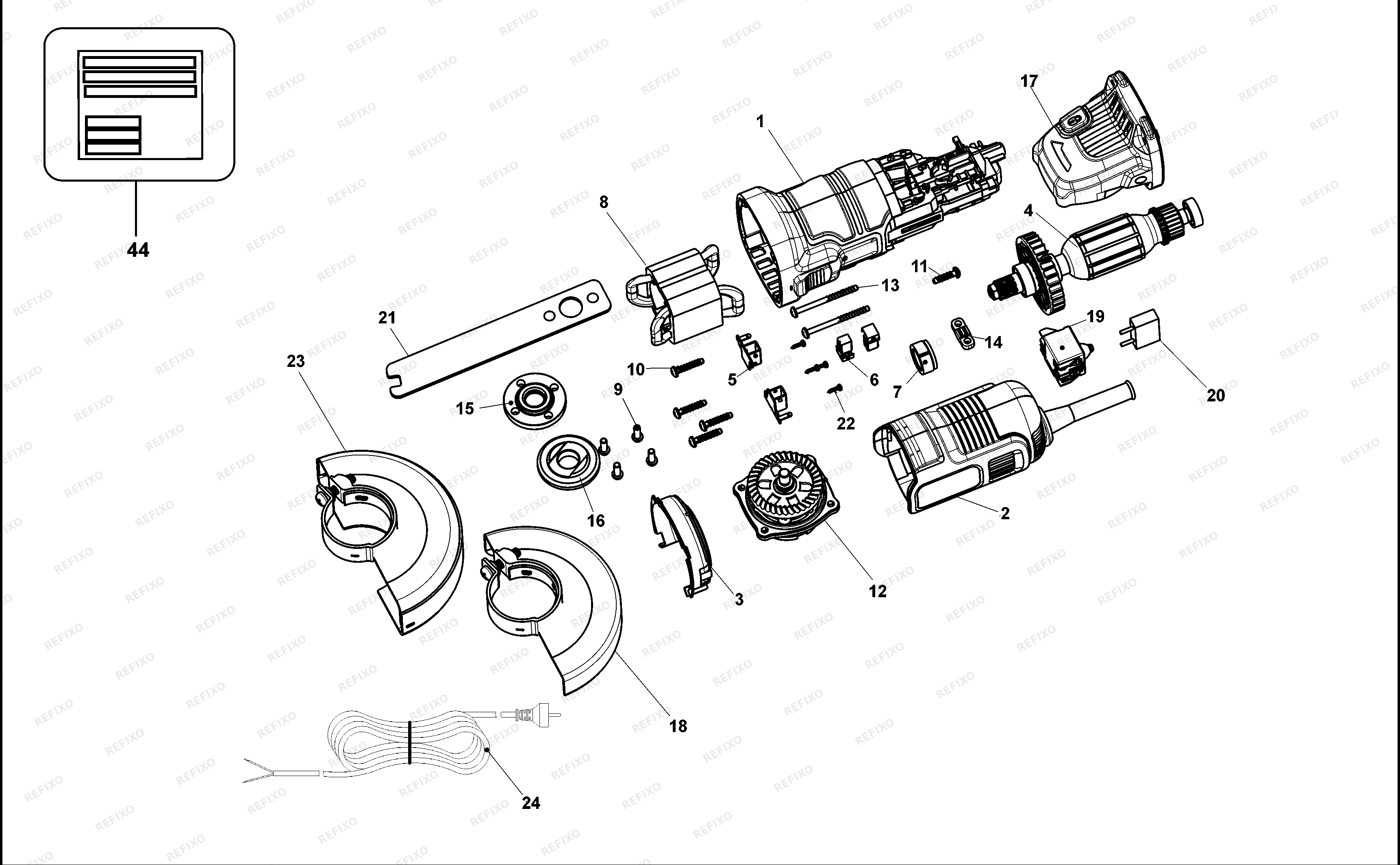 Black&Decker РУЧНАЯ МАШИНА ДЛЯ ШЛИФОВАНИЯ ПОД УГЛОМ ADBEG115 — схема запчастей