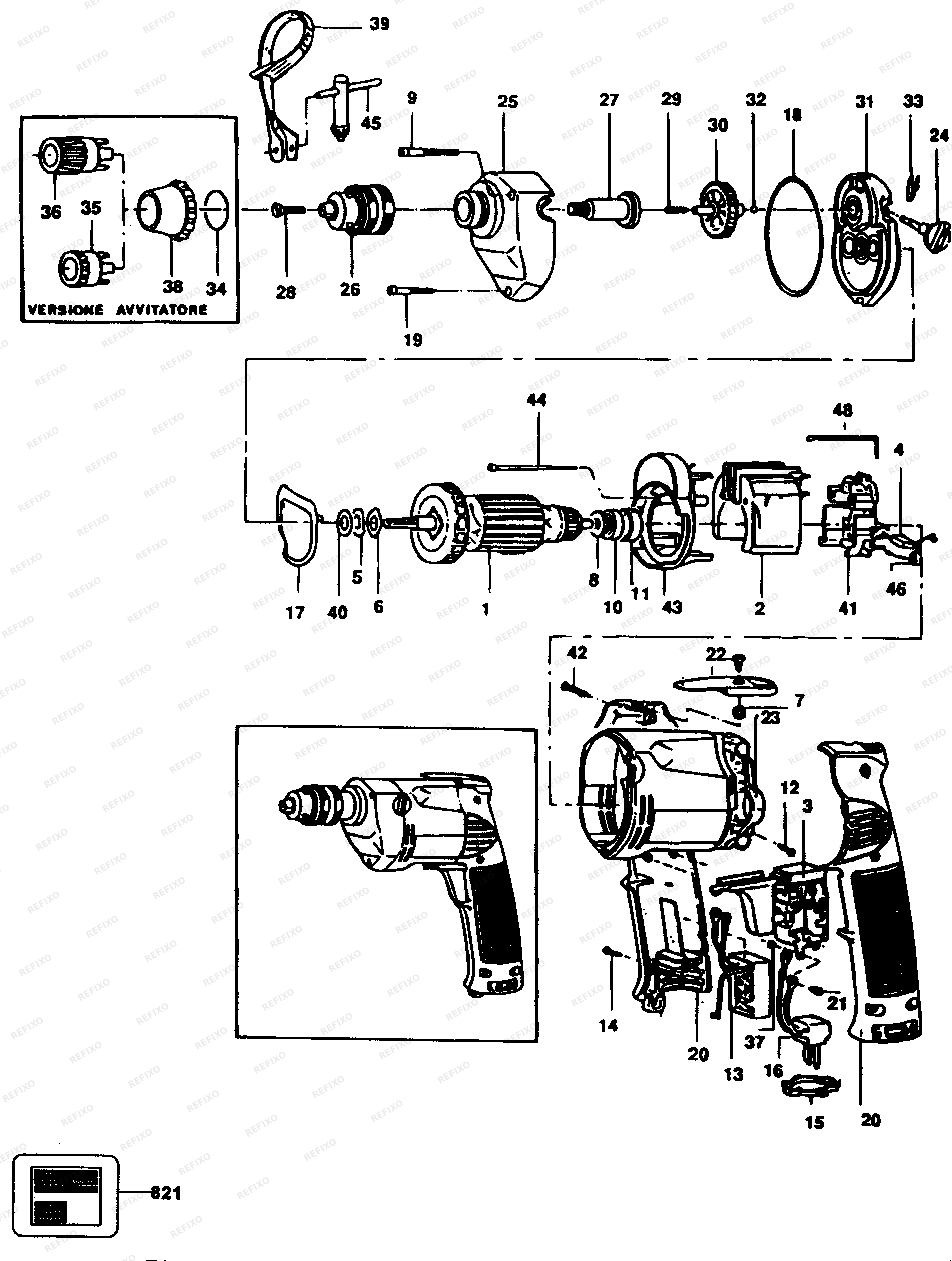 Black&Decker ОТВЁРТКА P8804 — схема запчастей