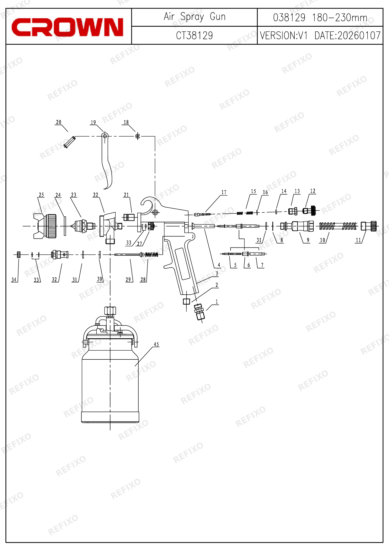 Деталировка CROWN CT38129 — схема запчастей в разборе