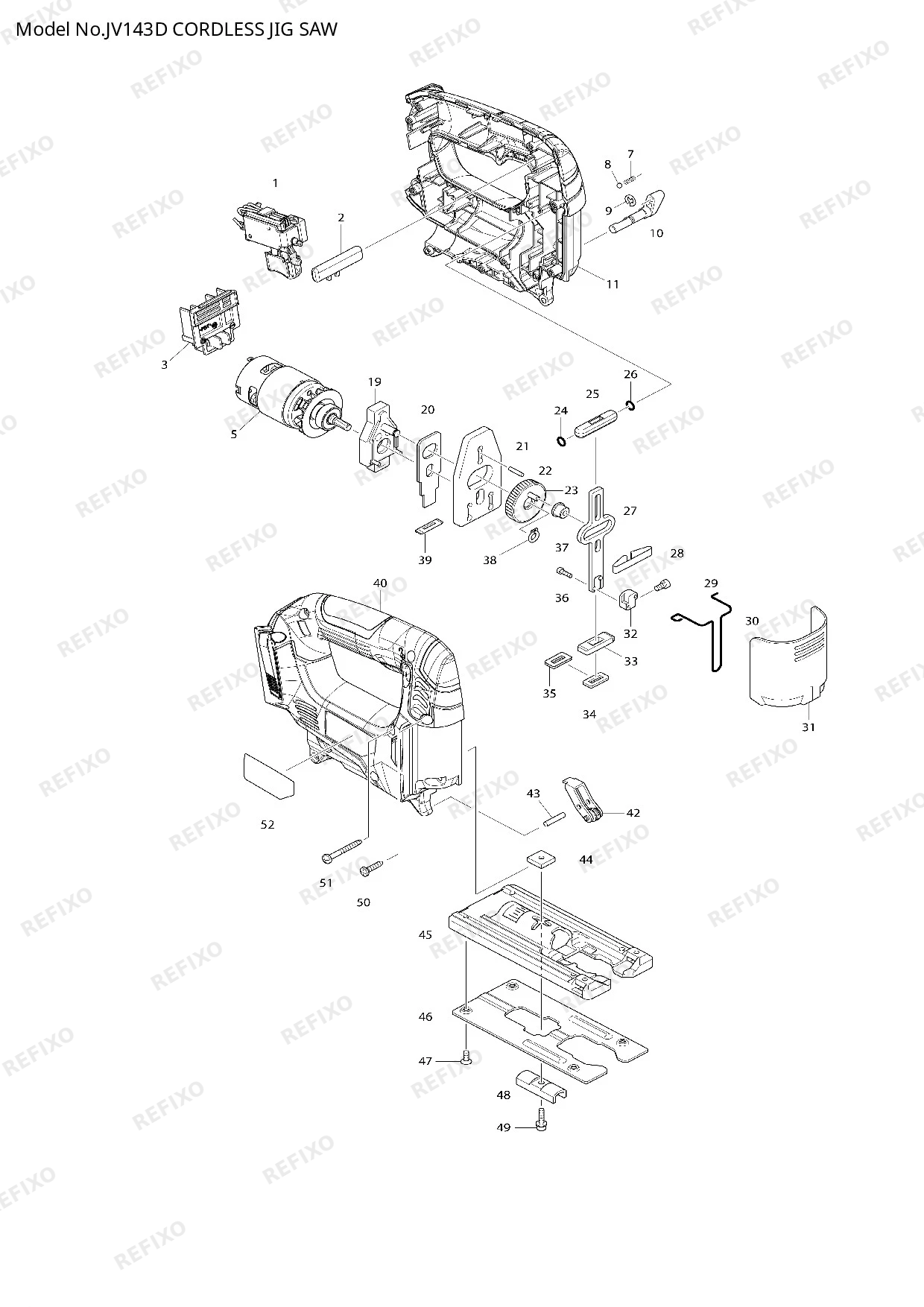 Деталировка MAKITA JV143D — схема запчастей в разборе