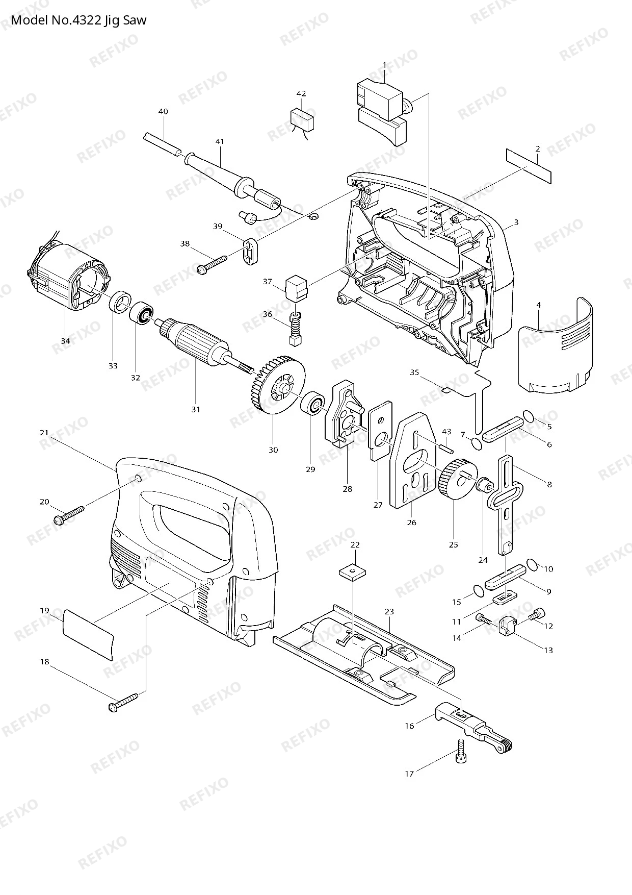 Деталировка MAKITA 4322 — схема запчастей в разборе