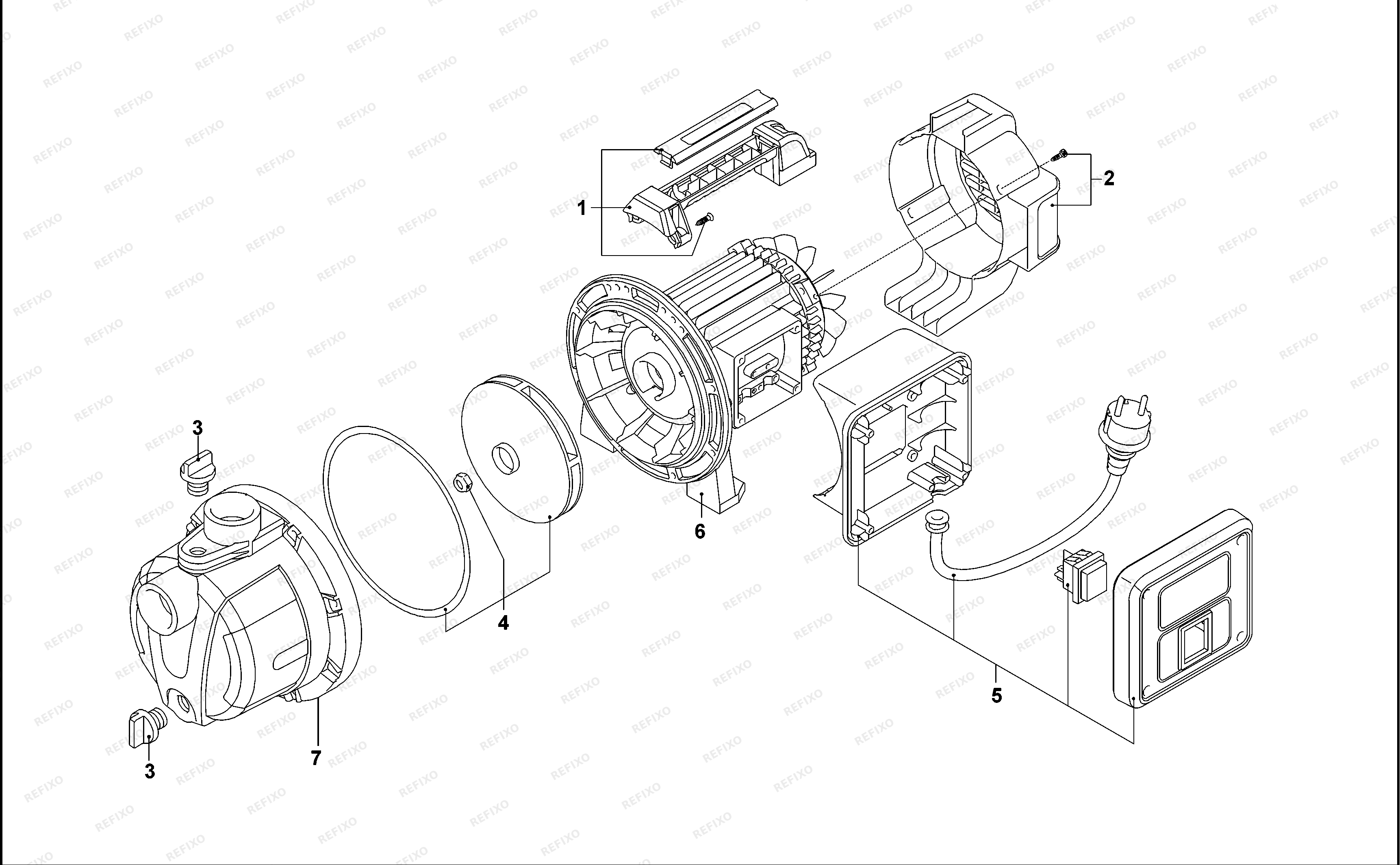 Black&Decker НАСОС BXGP600PE — схема запчастей