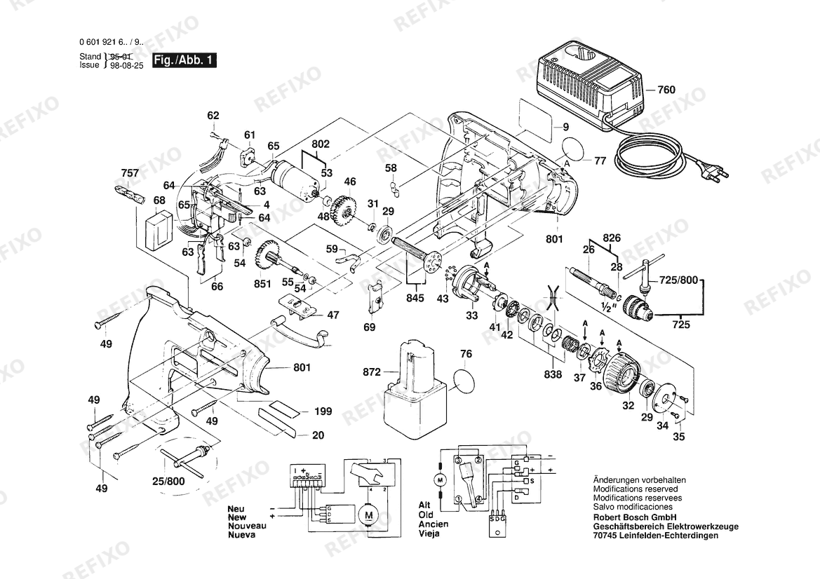 Деталировка Bosch Gw- аккумуляторный - шуруповёрт GSR 7,2 VE | 7.2 V | 027 - AU (0 601 921 637) — схема запчастей в разборе