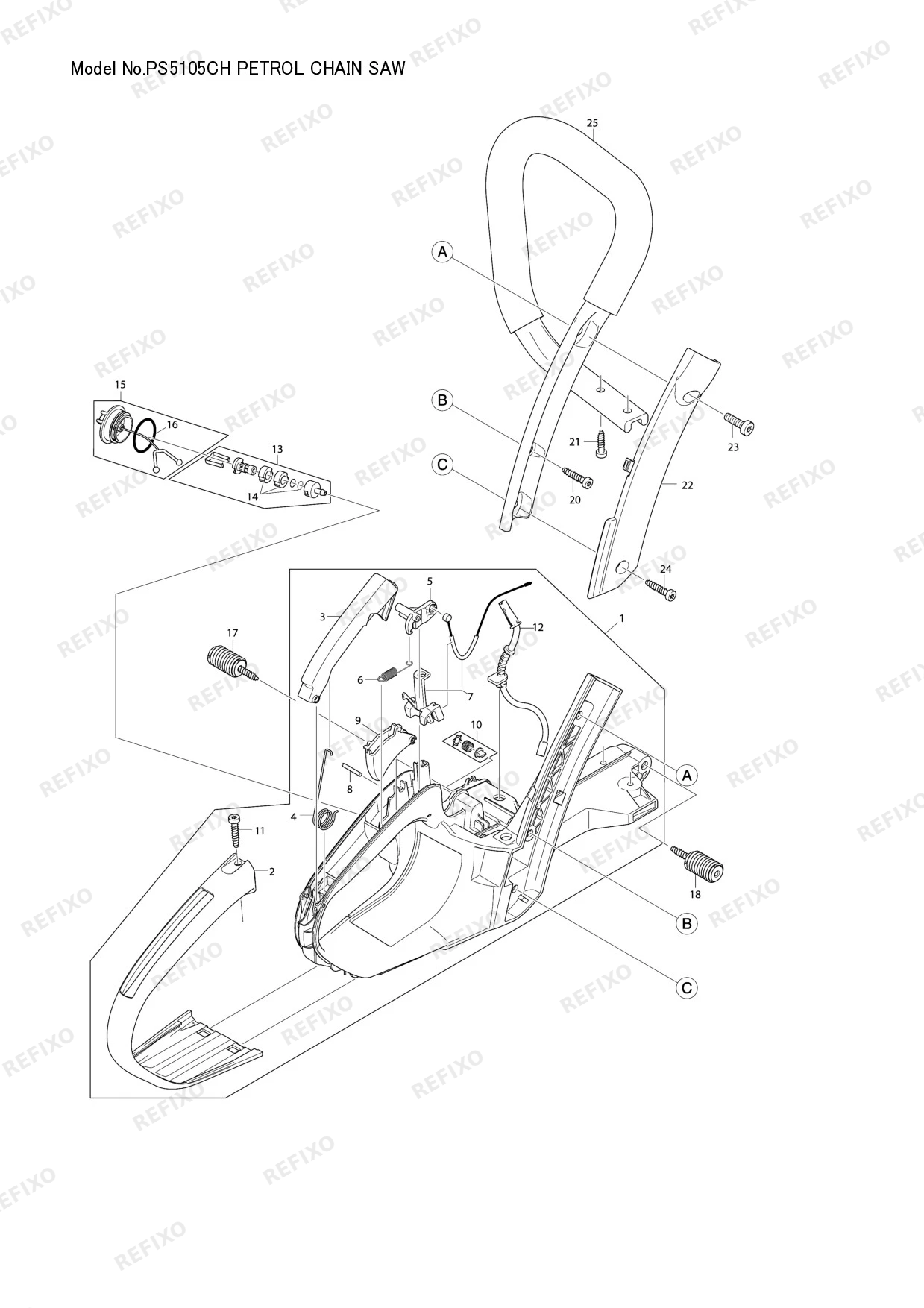 Деталировка MAKITA PS 5105CH — схема запчастей в разборе
