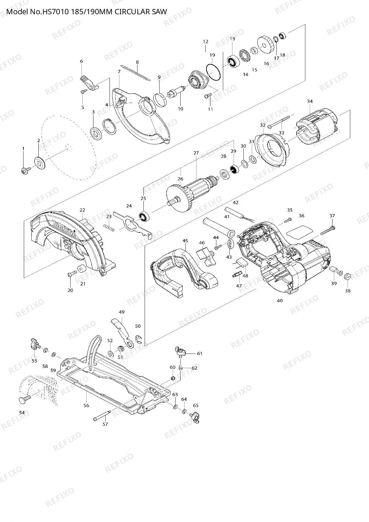 Деталировка MAKITA HS7010 — схема запчастей в разборе