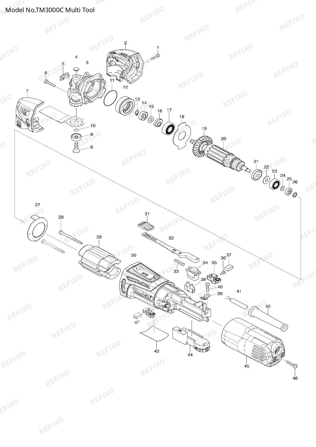 Деталировка MAKITA TM3000C — схема запчастей в разборе
