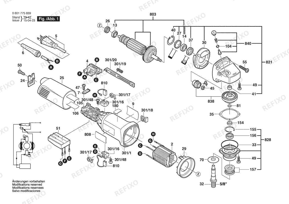 Деталировка Bosch Antriebseinheit PA 500 | 120 V | 002 - USA, Canada (0 601 775 839) — схема запчастей в разборе