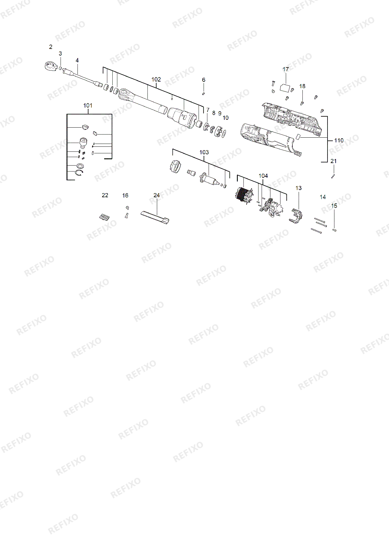 Деталировка MILWAUKEE M12FHIR38LR 0 4933480791 4000481547 — схема запчастей в разборе